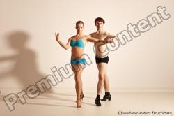 Underwear Woman - Man White Slim Short Brown Dancing Dynamic poses Academic