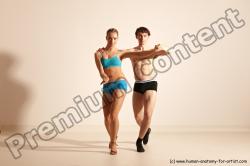 Underwear Woman - Man White Slim Short Brown Dancing Dynamic poses Academic