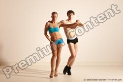 Underwear Woman - Man White Slim Short Brown Dancing Dynamic poses Academic