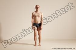 Underwear Gymnastic poses Man White Slim Bald Dancing Dynamic poses Academic