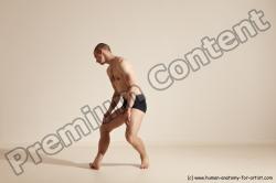 Underwear Gymnastic poses Man White Slim Bald Dancing Dynamic poses Academic