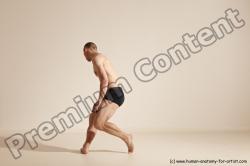 Underwear Gymnastic poses Man White Slim Bald Dancing Dynamic poses Academic