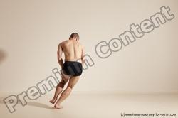 Underwear Gymnastic poses Man White Slim Bald Dancing Dynamic poses Academic