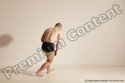 Underwear Gymnastic poses Man White Slim Bald Dancing Dynamic poses Academic