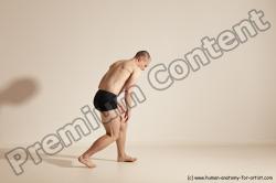 Underwear Gymnastic poses Man White Slim Bald Dancing Dynamic poses Academic