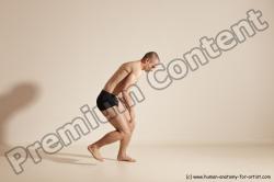 Underwear Gymnastic poses Man White Slim Bald Dancing Dynamic poses Academic