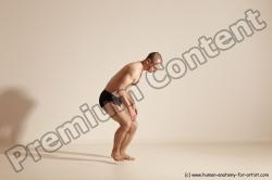 Underwear Gymnastic poses Man White Slim Bald Dancing Dynamic poses Academic