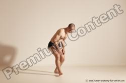 Underwear Gymnastic poses Man White Slim Bald Dancing Dynamic poses Academic