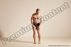 Underwear Gymnastic poses Man White Slim Bald Dancing Dynamic poses Academic