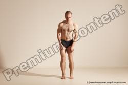 Underwear Gymnastic poses Man White Slim Bald Dancing Dynamic poses Academic