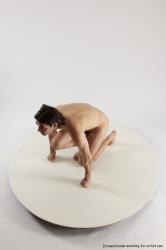 Nude Man White Kneeling poses - ALL Slim Short Brown Kneeling poses - on one knee Multi angles poses Realistic