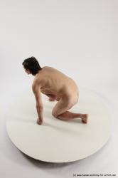 Nude Man White Kneeling poses - ALL Slim Short Brown Kneeling poses - on one knee Multi angles poses Realistic