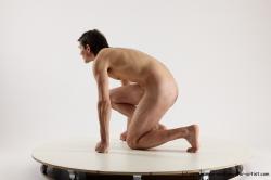 Nude Man White Kneeling poses - ALL Slim Short Brown Kneeling poses - on one knee Multi angles poses Realistic