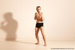 Underwear Martial art Man White Moving poses Athletic Short Blond Dynamic poses Academic