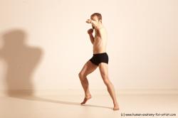 Underwear Martial art Man White Moving poses Athletic Short Blond Dynamic poses Academic