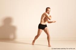 Underwear Martial art Man White Moving poses Athletic Short Blond Dynamic poses Academic