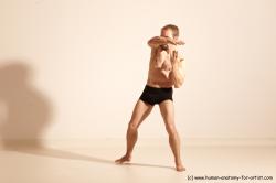 Underwear Martial art Man White Moving poses Athletic Short Blond Dynamic poses Academic