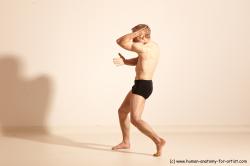 Underwear Martial art Man White Moving poses Athletic Short Blond Dynamic poses Academic