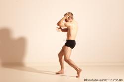 Underwear Martial art Man White Moving poses Athletic Short Blond Dynamic poses Academic