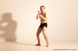 Underwear Martial art Man White Moving poses Athletic Short Blond Dynamic poses Academic