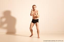 Underwear Martial art Man White Moving poses Athletic Short Blond Dynamic poses Academic