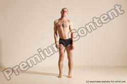 Underwear Gymnastic poses Man White Slim Bald Dancing Dynamic poses Academic