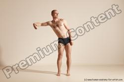 Underwear Gymnastic poses Man White Slim Bald Dancing Dynamic poses Academic