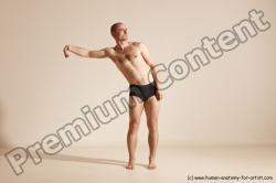 Underwear Gymnastic poses Man White Slim Bald Dancing Dynamic poses Academic