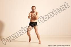 Underwear Martial art Man White Moving poses Athletic Short Blond Dynamic poses Academic