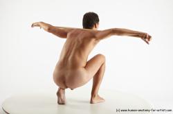 Nude Man White Standing poses - ALL Slim Short Brown Standing poses - knee-bend Realistic