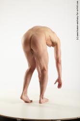 Nude Man White Standing poses - ALL Slim Short Brown Standing poses - bend over Realistic