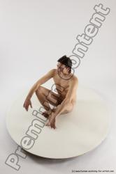 Nude Man White Sitting poses - simple Slim Short Brown Sitting poses - ALL Multi angles poses Realistic