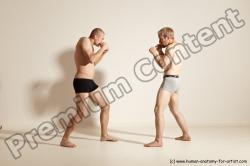 Underwear Martial art Man - Man White Moving poses Slim Short Blond Dynamic poses Academic