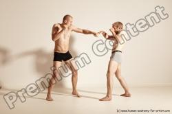 Underwear Martial art Man - Man White Moving poses Slim Short Blond Dynamic poses Academic