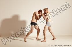 Underwear Martial art Man - Man White Moving poses Slim Short Blond Dynamic poses Academic