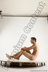 Nude Man White Sitting poses - simple Athletic Short Brown Sitting poses - ALL Multi angles poses Realistic