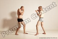 Underwear Martial art Man - Man White Moving poses Athletic Short Brown Dynamic poses Academic