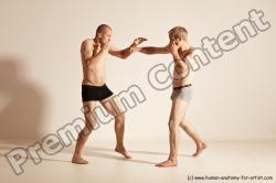 Underwear Martial art Man - Man White Moving poses Athletic Short Brown Dynamic poses Academic