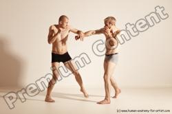 Underwear Martial art Man - Man White Moving poses Athletic Short Brown Dynamic poses Academic