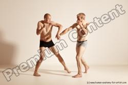 Underwear Martial art Man - Man White Moving poses Athletic Short Brown Dynamic poses Academic