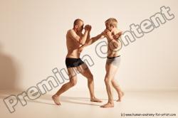 Underwear Martial art Man - Man White Moving poses Athletic Short Brown Dynamic poses Academic