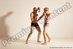 Underwear Martial art Man - Man White Moving poses Athletic Short Brown Dynamic poses Academic