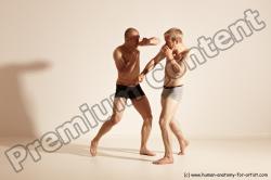 Underwear Martial art Man - Man White Moving poses Athletic Short Brown Dynamic poses Academic