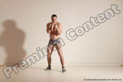 Underwear Martial art Man White Moving poses Athletic Short Brown Dynamic poses Academic