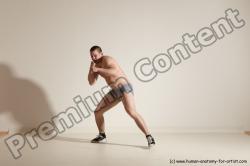 Underwear Martial art Man White Moving poses Athletic Short Brown Dynamic poses Academic