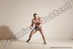 Underwear Martial art Man White Moving poses Athletic Short Brown Dynamic poses Academic