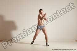 Underwear Martial art Man White Moving poses Athletic Short Brown Dynamic poses Academic