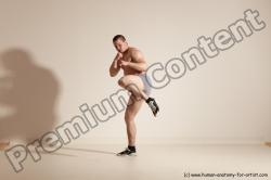 Underwear Martial art Man White Moving poses Athletic Short Brown Dynamic poses Academic