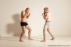 Underwear Martial art Man - Man White Moving poses Slim Short Blond Dynamic poses Academic