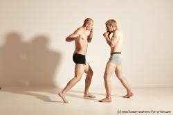 Underwear Martial art Man - Man White Moving poses Slim Short Blond Dynamic poses Academic